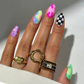 Press-On Nail Set Abstract Designs Violet Reusable