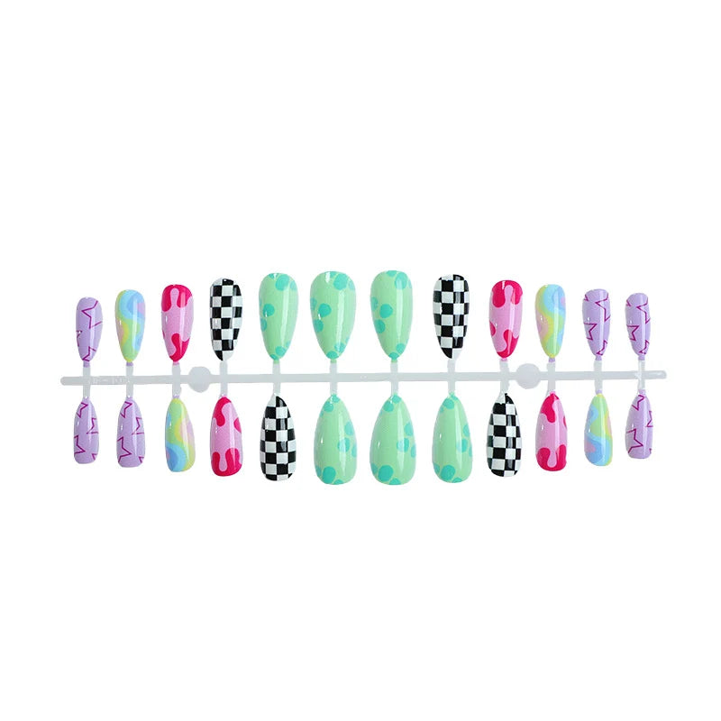 Press-On Nail Set Abstract Designs Violet Reusable