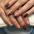 Press-On Nail Set Abstract Plaid & Dot Adhesive Tabs