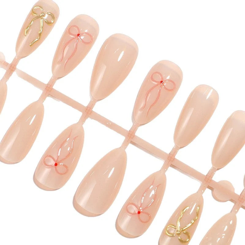 Press-On Nail Set Acrylic 3D Bow Set of 24