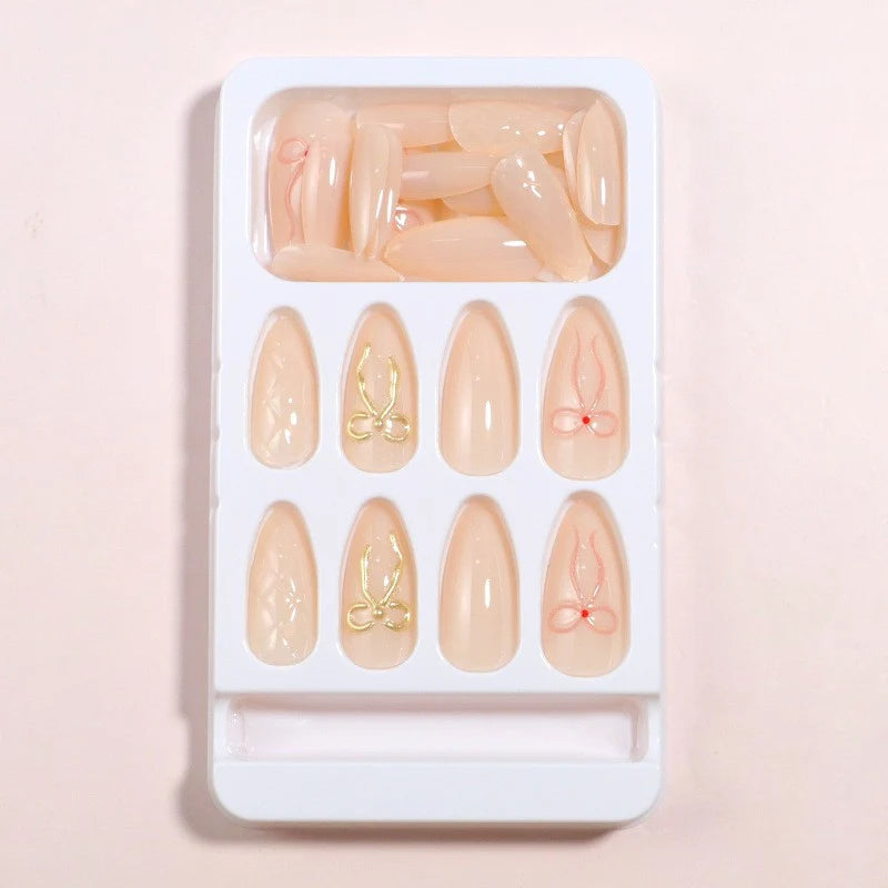 Press-On Nail Set Acrylic 3D Bow Set of 24