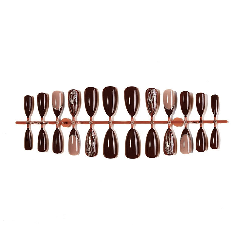 Press-On Nail Set Acrylic 3D Designs & Self-Adhesive