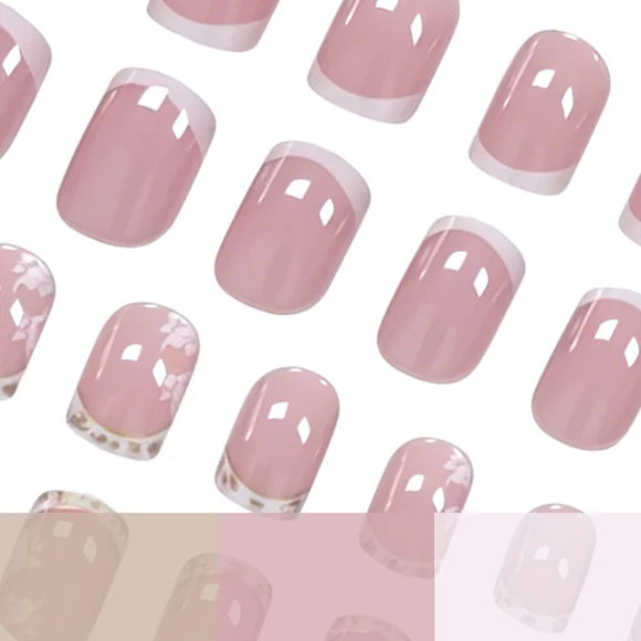 Press-On Nail Set Acrylic Floral 24-Piece