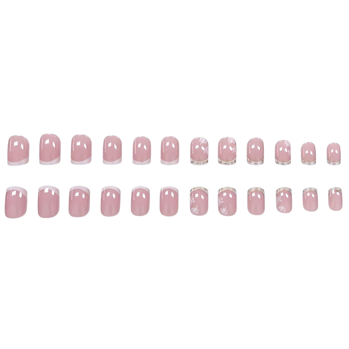 Press-On Nail Set Acrylic Floral 24-Piece