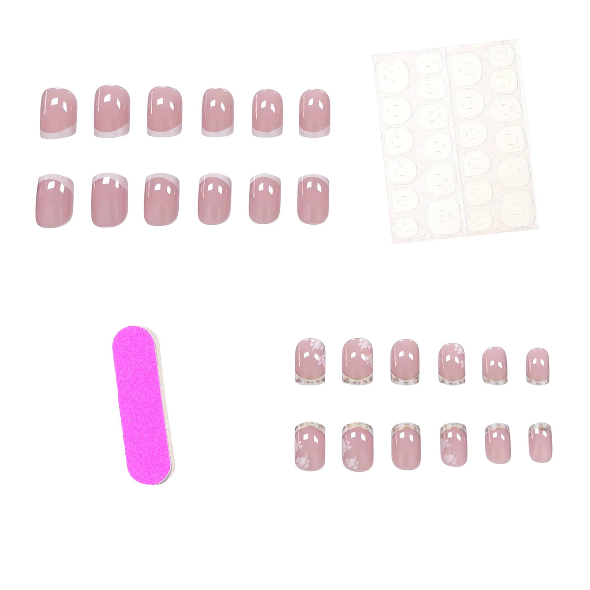 Press-On Nail Set Acrylic Floral 24-Piece