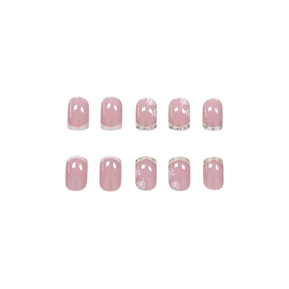 Press-On Nail Set Acrylic Floral 24-Piece