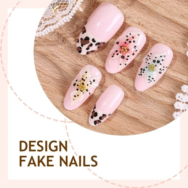 Press-On Nail Set Acrylic Floral & Animal Designs