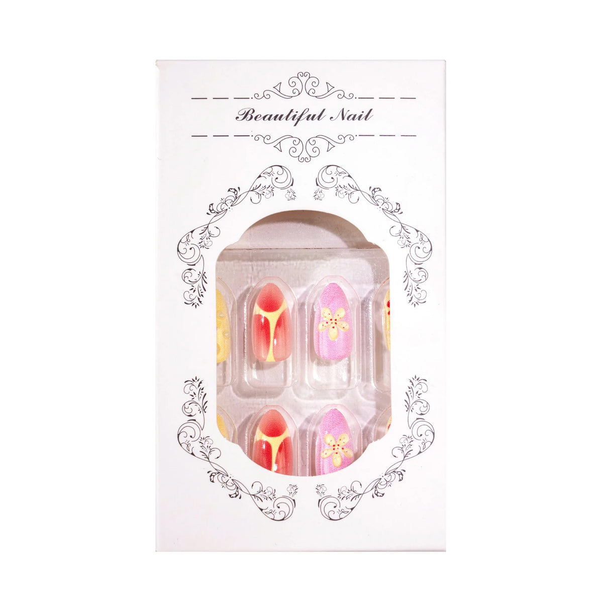 Press-On Nail Set Acrylic Floral Design Long-Lasting Wear
