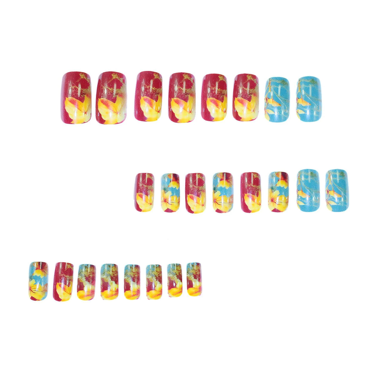 Press-On Nail Set Acrylic Floral Easy Application