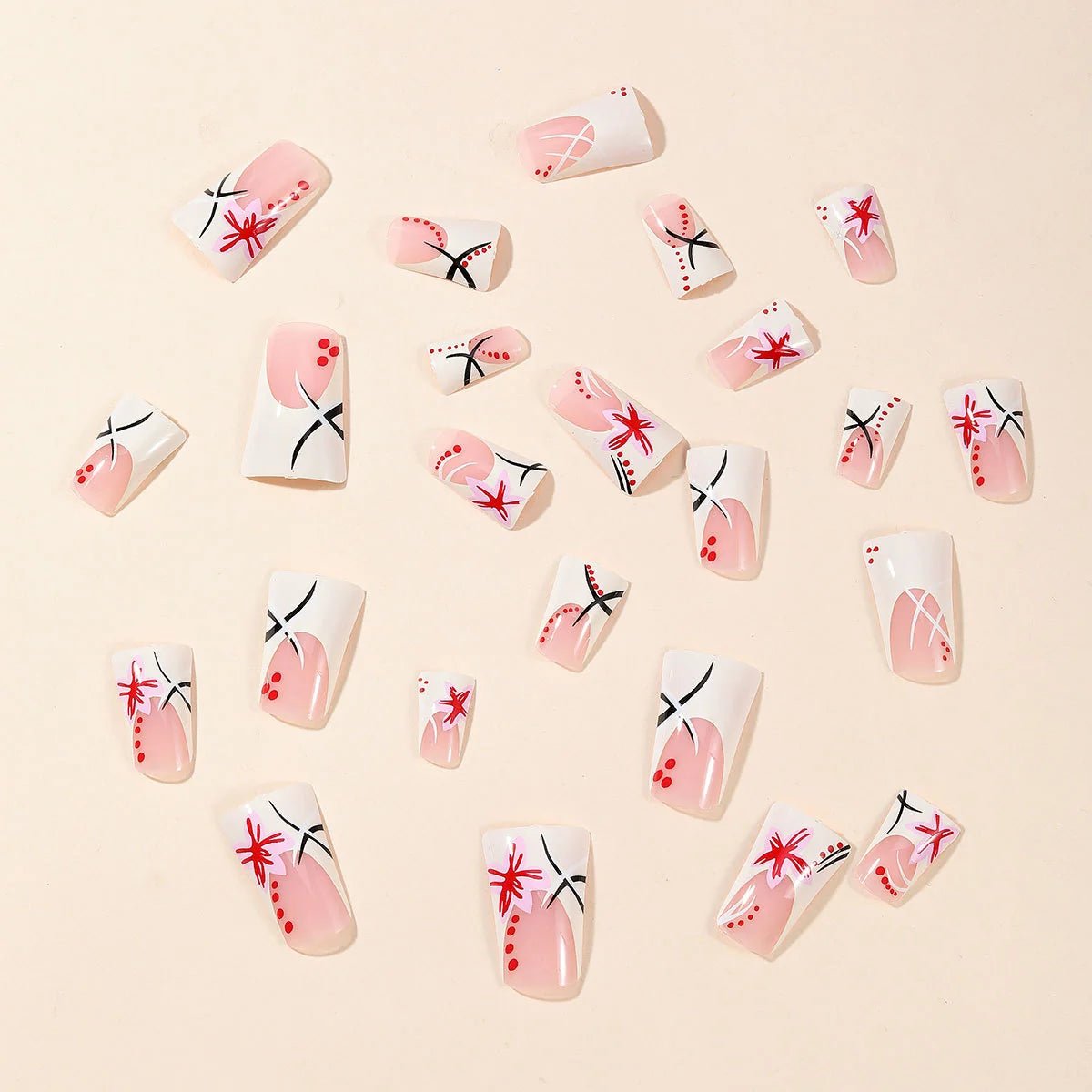 Press-On Nail Set Acrylic Floral Easy Application