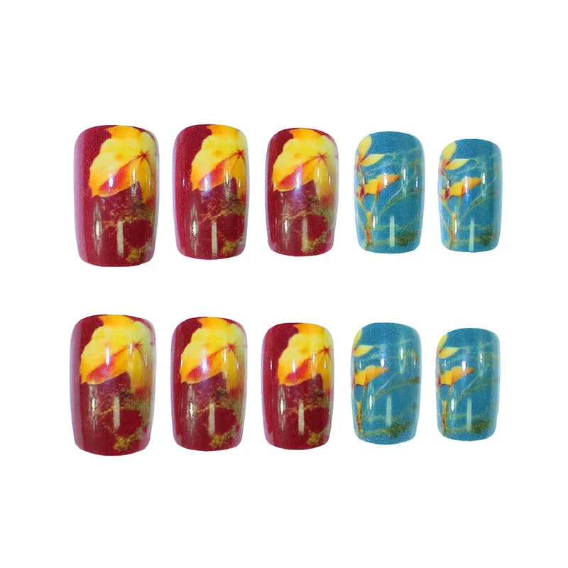 Press-On Nail Set Acrylic Floral Easy Application