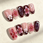 Press-On Nail Set Acrylic Floral Embossed Salon Quality