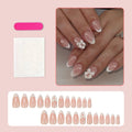 Press-On Nail Set Acrylic Floral & French Tips