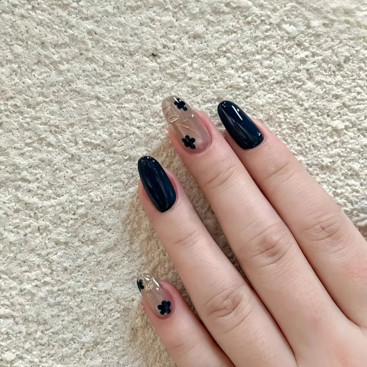 Press-On Nail Set Acrylic Floral Glossy Finish