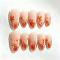 Press-On Nail Set Acrylic Floral & Gold Accents Reusable
