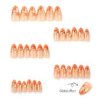 Press-On Nail Set Acrylic Floral & Gold Accents Reusable