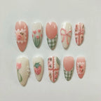 Press-On Nail Set Acrylic Floral Long Lasting