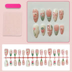 Press-On Nail Set Acrylic Floral Long Lasting