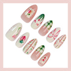 Press-On Nail Set Acrylic Floral Long Lasting