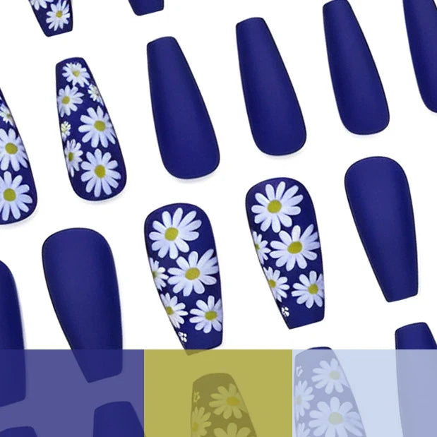 Press-On Nail Set Acrylic Floral Matte Comfortable Fit