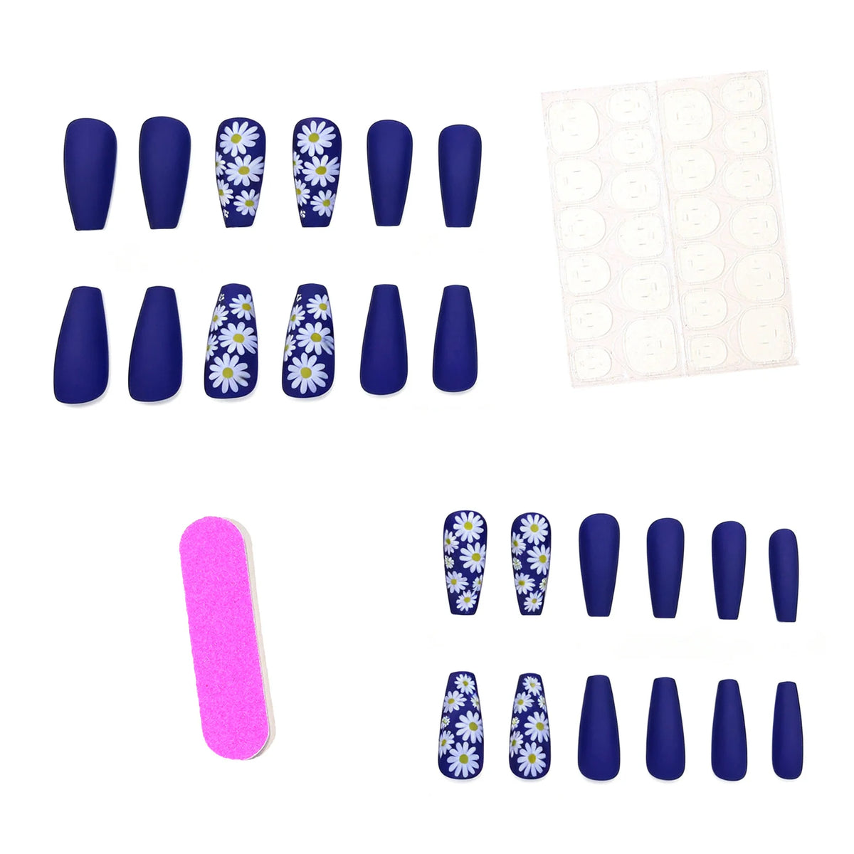 Press-On Nail Set Acrylic Floral Matte Comfortable Fit