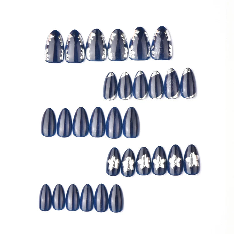 Press-On Nail Set Acrylic Floral Reusable