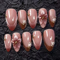 Press-On Nail Set Acrylic Floral Reusable