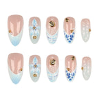 Press-On Nail Set Acrylic Floral & Shell Peel-And-Apply