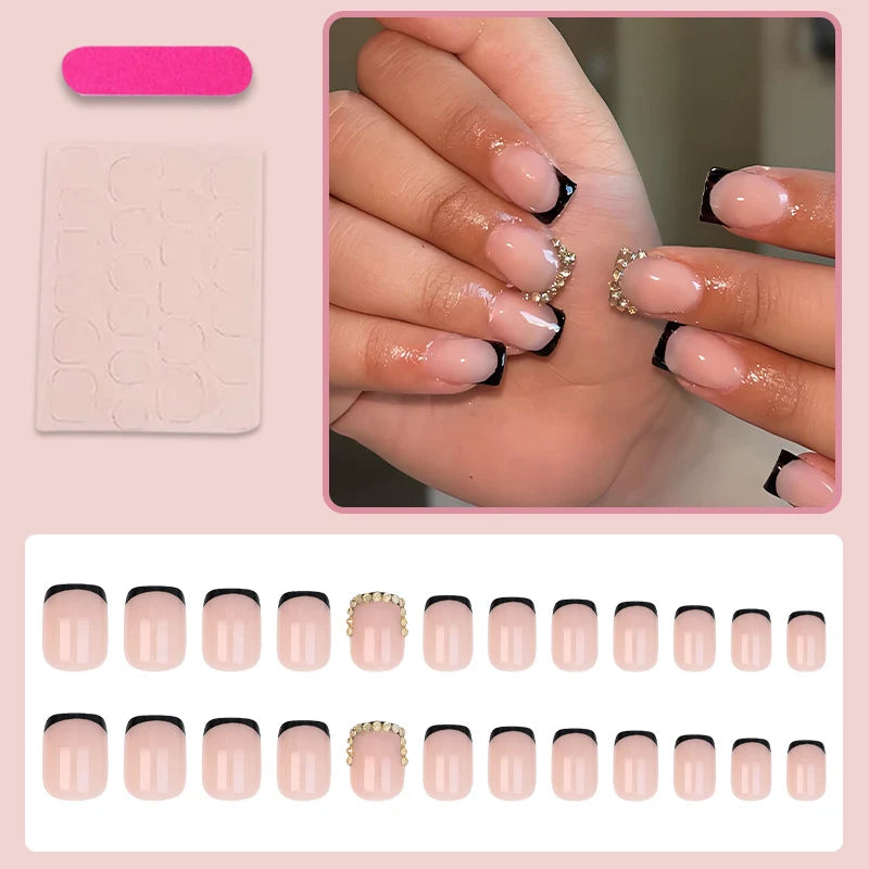 Press-On Nail Set Acrylic Glitter Adhesive Tabs