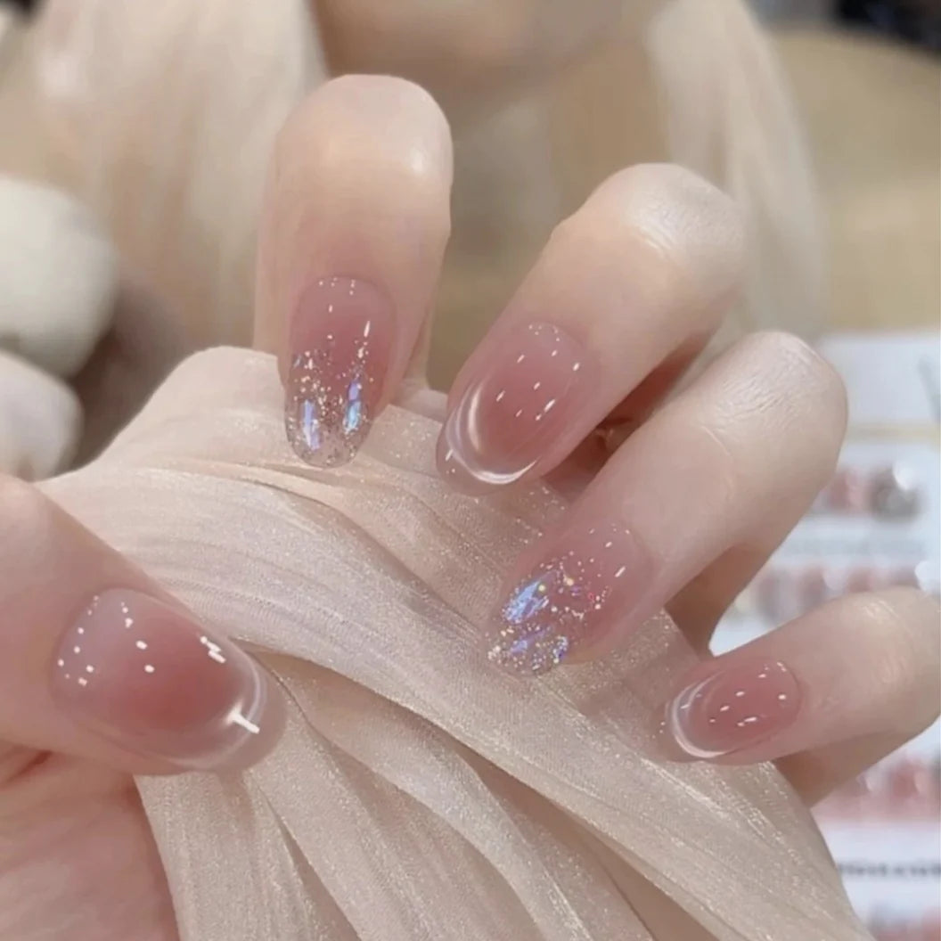 Press-On Nail Set Acrylic Glossy & Glitter