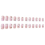 Press-On Nail Set Acrylic Hand-Painted Floral Set of 24