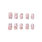 Press-On Nail Set Acrylic Hand-Painted Floral Set of 24
