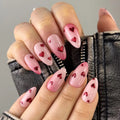 Press-On Nail Set Acrylic Heart Pattern 24 Piece