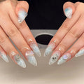 Press-On Nail Set Acrylic Jelly Gel Pink & Yellow