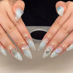 Press-On Nail Set Acrylic Jelly Gel Pink & Yellow