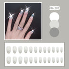 Press-On Nail Set Acrylic Reusable Laser Silver Flame