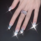 Press-On Nail Set Acrylic Reusable Laser Silver Flame
