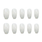 Press-On Nail Set Acrylic Reusable Laser Silver Flame