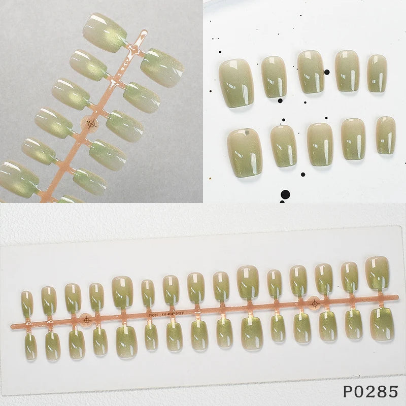 Press-On Nail Set Adhesive Backing Glossy Finish
