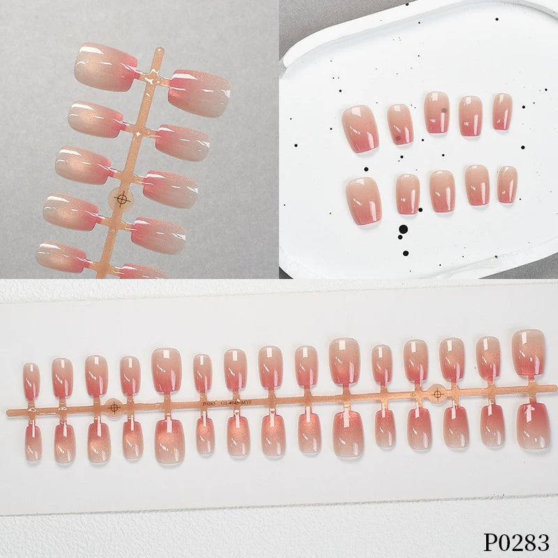 Press-On Nail Set Adhesive Backing Glossy Finish