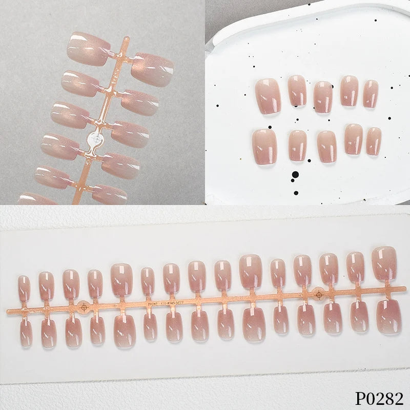 Press-On Nail Set Adhesive Backing Glossy Finish