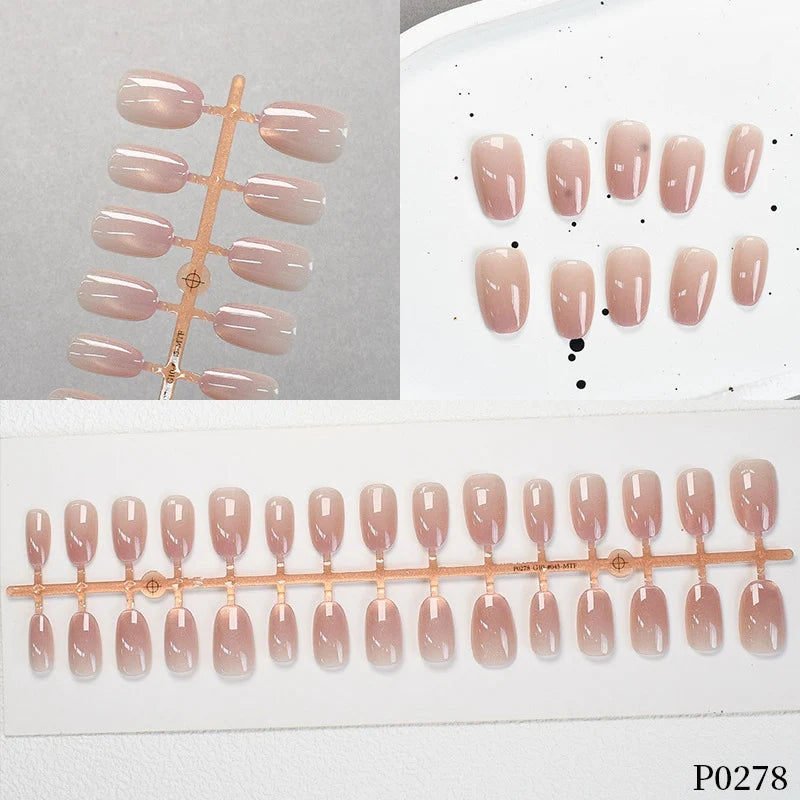 Press-On Nail Set Adhesive Backing Glossy Finish