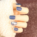 Press-On Nail Set Adhesive Backing Matte Finish Rhinestone Accents