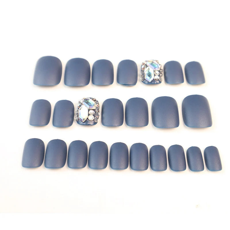 Press-On Nail Set Adhesive Backing Matte Finish Rhinestone Accents