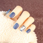 Press-On Nail Set Adhesive Backing Matte Finish Rhinestone Accents