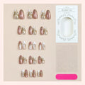 Press-On Nail Set Adhesive Floral Gold Accents