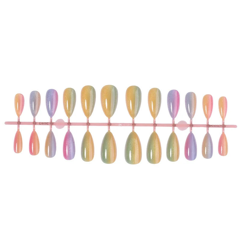 Press-On Nail Set Adhesive Strips Glossy Red Gradient