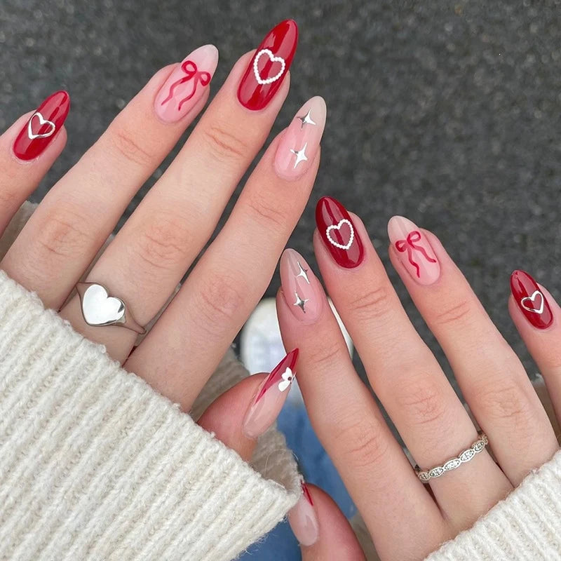 Press-On Nail Set Adhesive Strips Playful Accents