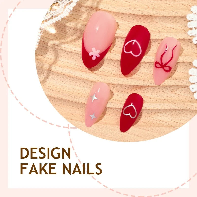 Press-On Nail Set Adhesive Strips Playful Accents