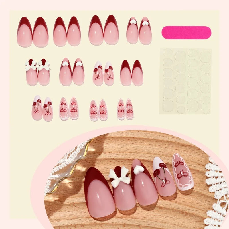 Press-On Nail Set Adhesive Strips Playful Accents